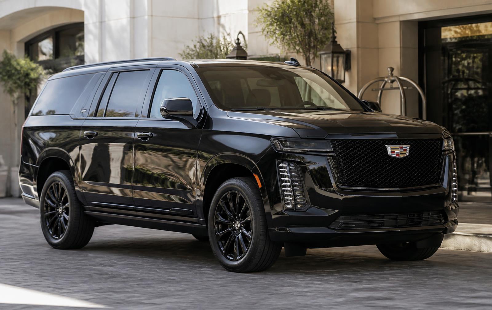 Black Cadillac Escalade ESV for Super Bowl 2027 executive transport