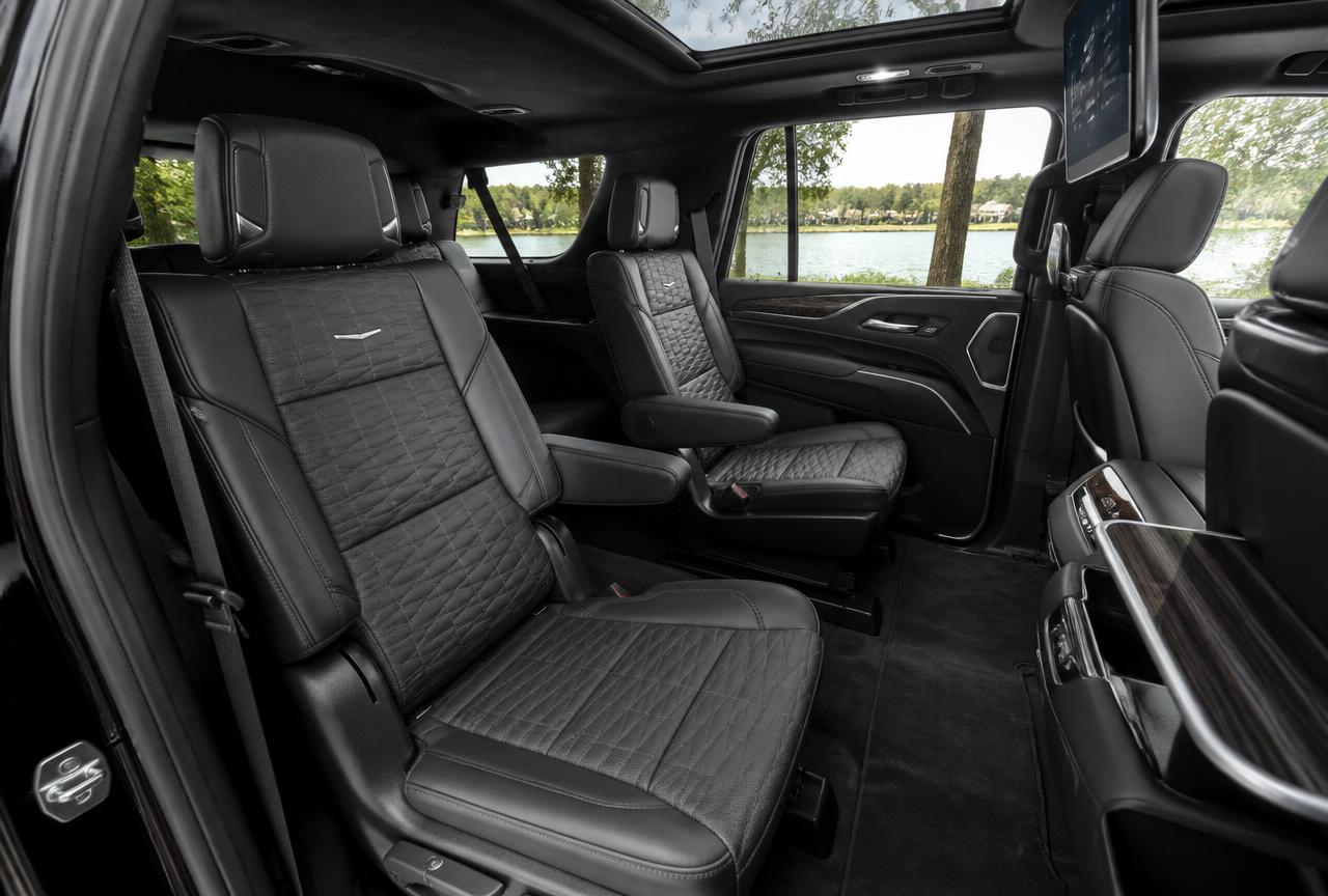 Cadillac Escalade ESV second-row quilted leather captain's chairs